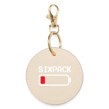 Six-pack – Tenue amusante avec une batterie faible - Porte-clés rond - huître - Devant