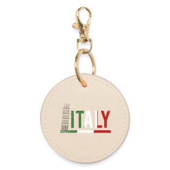 Italy Colosseum Flag Portrait - Round Keyring - oyster - Front
