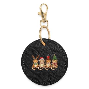 Lumières de Noël Gecko Couronne - Porte-clés rond - noir - Devant