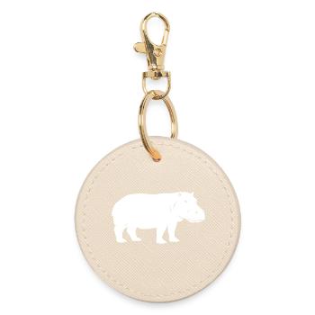 Hippo Silhouette Africa Vector - Round Keyring - oyster - Front