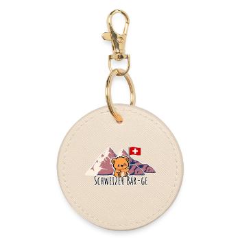 Swiss mountains, er, bears! cute Swiss bear - Round Keyring - oyster - Front