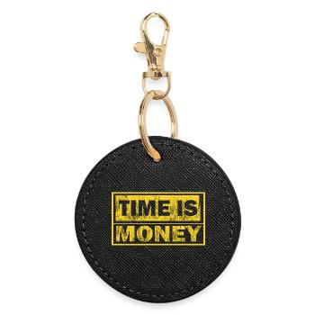 Time is money – black and yellow design - Round Keyring - black - Front