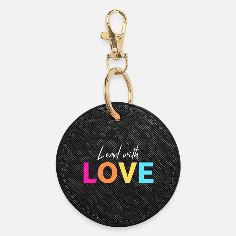 Lead with LOVE - Round Keyring - black