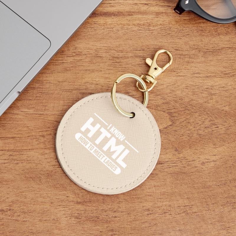 HTML Humor Code Programmer Saying Round Keyring