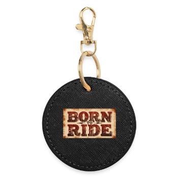 Né pour rouler - Porte-clés rond - noir - Devant