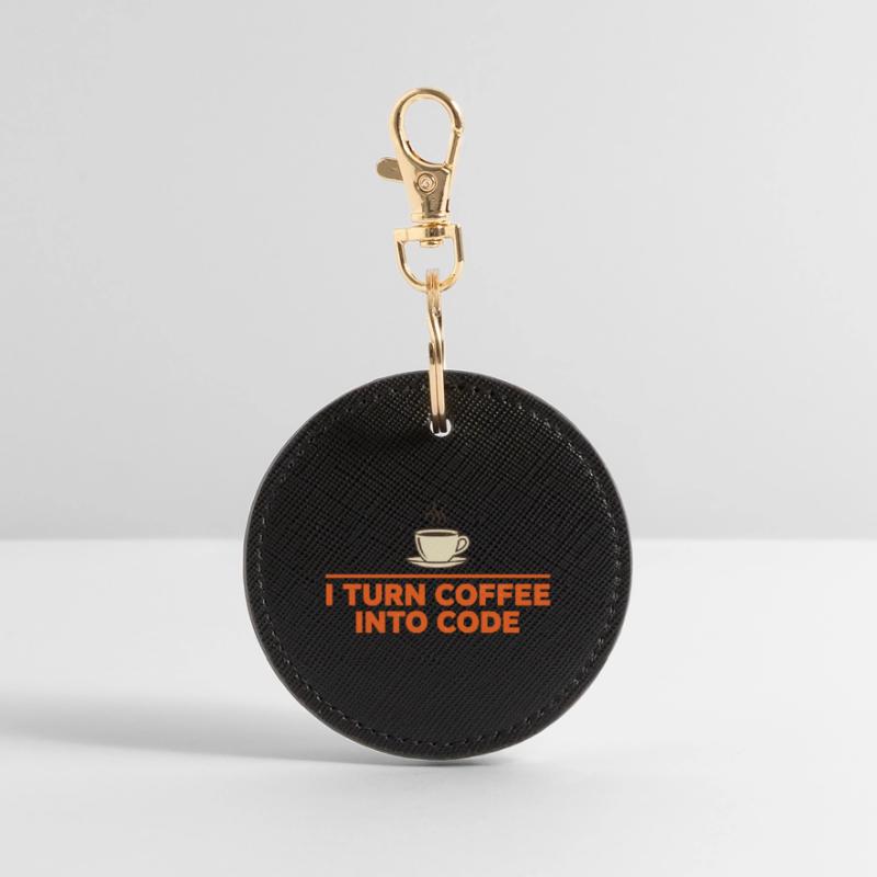 I Turn Coffee Into Code – Programmer Retro Round Keyring