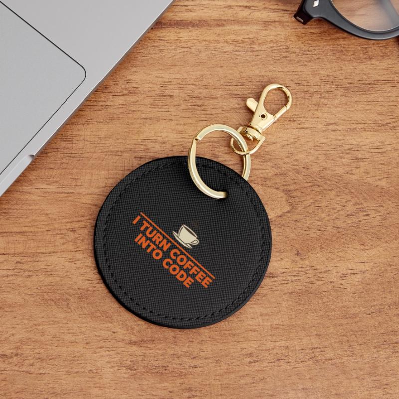 I Turn Coffee Into Code – Programmer Retro Round Keyring