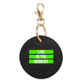 Vivre dans l’instant Pleine conscience de la présence - Porte-clés rond - noir - Devant