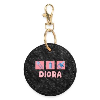 Diora bébé - Porte-clés rond - noir - Devant