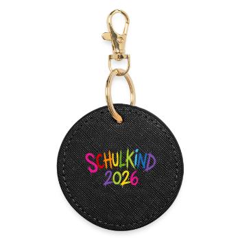 Schulkind 2026 - Runder Schlüsselanhänger - Schwarz - Vorne