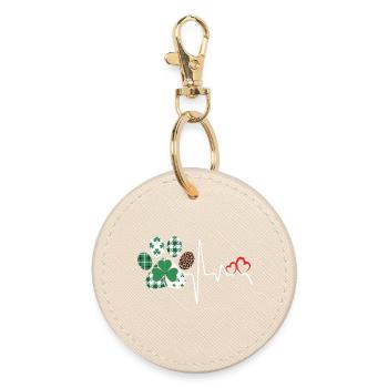 Clover Heart Pattern Mix - Round Keyring - oyster - Front