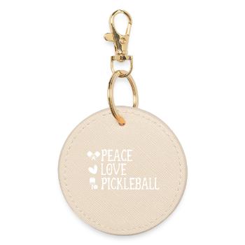 Frieden Liebe Pickleball - Runder Schlüsselanhänger - Auster - Vorne