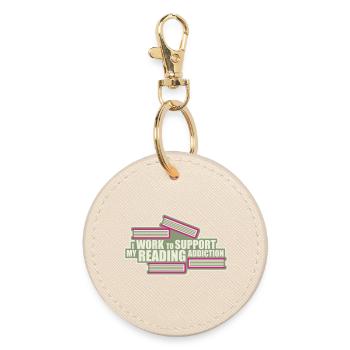 I Work To Support My Reading Addiction Bücher Logo - Runder Schlüsselanhänger - Auster - Vorne