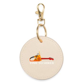 Time to Shred – Orange Guitar Tool - Round Keyring - oyster - Front