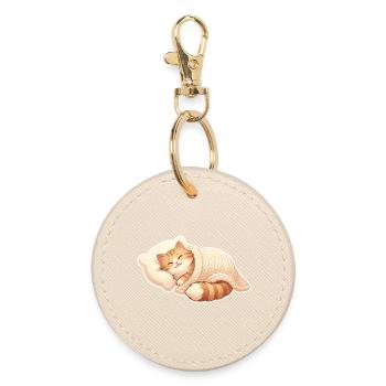 Cat sleeping - Round Keyring - oyster - Front