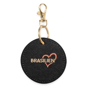 Brasilien Herz - Runder Schlüsselanhänger - Schwarz - Vorne