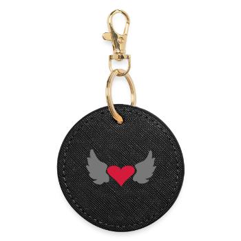herz_mit_fluegel - Porte-clés rond - noir - Devant