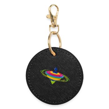 Toupie coloré - Porte-clés rond - noir - Devant