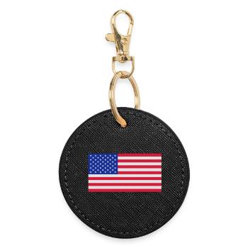 American flag - Round Keyring - black - Front