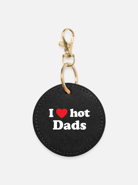I love hot dads - Runder Schlüsselanhänger - Schwarz