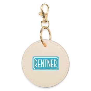 Abschiedsgeschenke für Rentner - RENTE - Runder Schlüsselanhänger - Auster - Vorne
