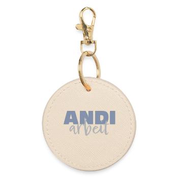 Andi Arbeit, an die Arbeit, Andreas, Andrea - Runder Schlüsselanhänger - Auster - Vorne