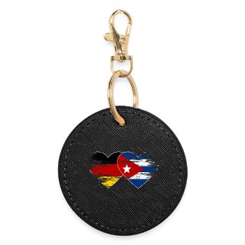 Allemagne Drapeau de Cuba utilisé coeur - Porte-clés rond - noir - Devant