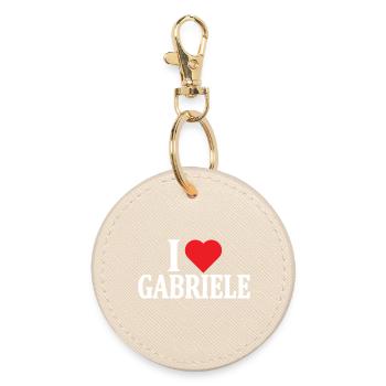 t-shirt I love Gabriele t-shirt gift idea - Round Keyring - oyster - Front