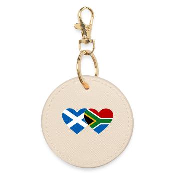 Scotland South Africa Flag Heart - Round Keyring - oyster - Front