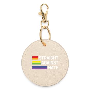 Pride Month - Straight Against Hate - Round Keyring - oyster - Front