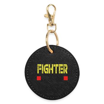 Base de texte FIGHTER - Porte-clés rond - noir - Devant