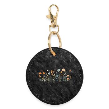 Fleurs sauvages mignonnes | Design charmant - Porte-clés rond - noir - Devant
