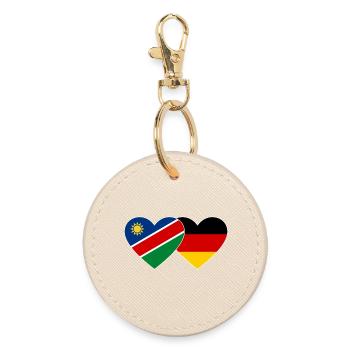 Namibia Deutschland Flagge Herz - Runder Schlüsselanhänger - Auster - Vorne