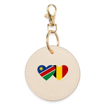 Namibia Belgium Flag Heart - Round Keyring - oyster - Front