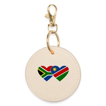 Südafrika Namibia Flagge Herz - Runder Schlüsselanhänger - Auster - Vorne
