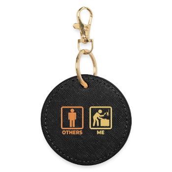 Figurine bâton de boucher - Porte-clés rond - noir - Devant