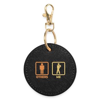Figurines bâton de cor français - Porte-clés rond - noir - Devant