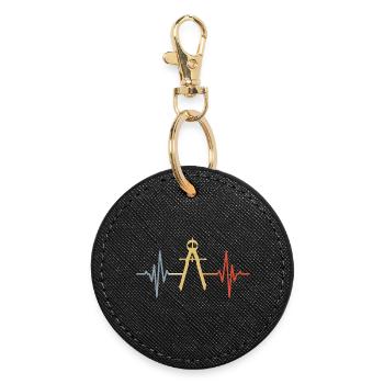Circle ECG Retro Look - Round Keyring - black - Front