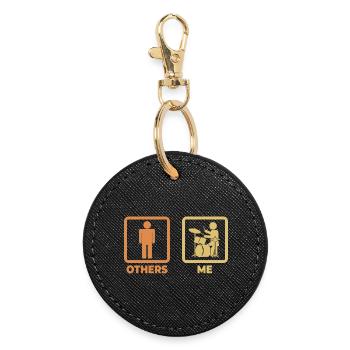 Figurine bâton de batteur - Porte-clés rond - noir - Devant