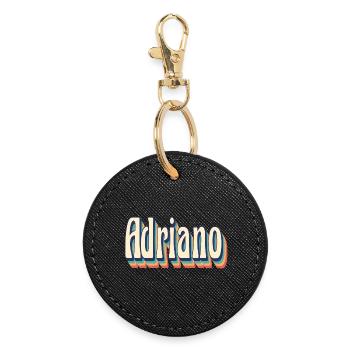 Adriano t-shirt retro vintage t-shirt gift - Round Keyring - black - Front