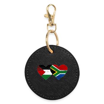 Palästina Südafrika Flagge Herz used - Runder Schlüsselanhänger - Schwarz - Vorne