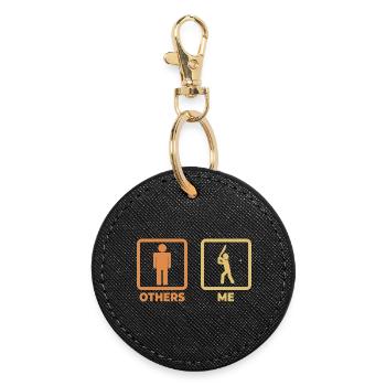 Figurines amusantes de cricket - Porte-clés rond - noir - Devant