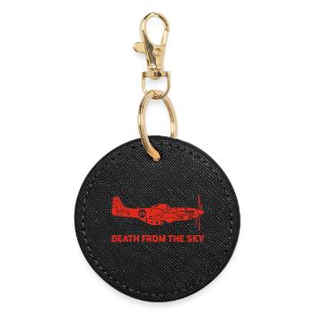 Vintage Fighter Plane (Red) - Round Keyring - black - Front