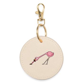 Flamingo Wurm - Runder Schlüsselanhänger - Auster - Vorne