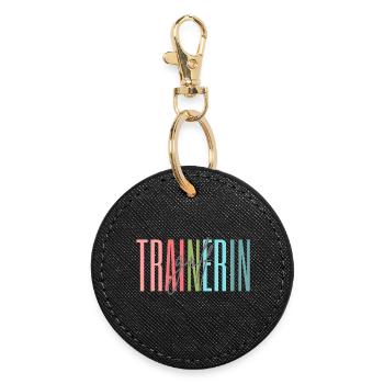 Trainerin Golf Golftrainerin Golferin Geschenk - Runder Schlüsselanhänger - Schwarz - Vorne