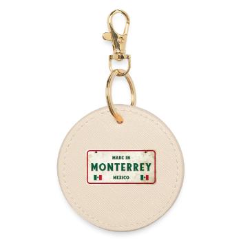 Monterrey Mexico vintage sign design - Round Keyring - oyster - Front