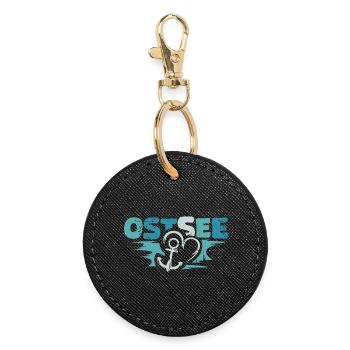 Ancre baltique rétro amour coeur logo symbole vintage - Porte-clés rond - noir - Devant