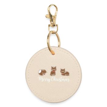 Lebkuchen Katzen wünschen frohe Weihnachten - Runder Schlüsselanhänger - Auster - Vorne