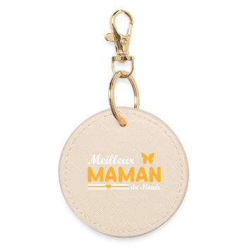 Best Mom In The World - Round Keyring - oyster - Front