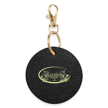 English Vintage Garden Sign with Tools - Round Keyring - black - Front